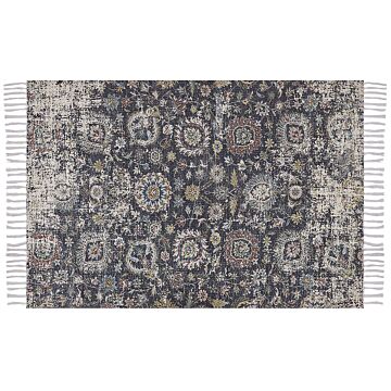 Area Rug Multicolour Polyester And Cotton 140 X 200 Cm Oriental Distressed With Tassels Living Room Bedroom Beliani