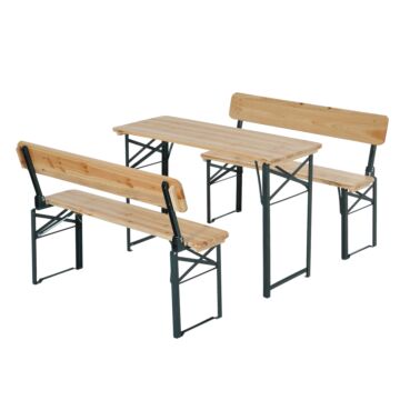 Outsunny 3 Pcs Wooden Table Bench Set