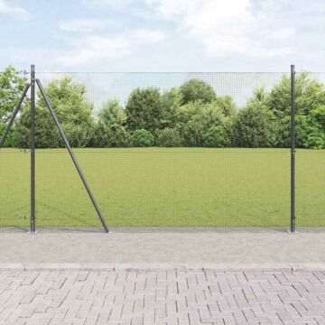 Vidaxl Welded Wire Fence With 13 Flanged Posts Grey 1.5x50 M Steel