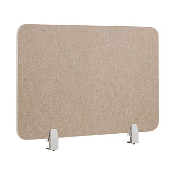 Desk Screen Dark Beige Pet Board Fabric Cover 80 X 50 Cm Acoustic Screen Modular Mounting Clamps