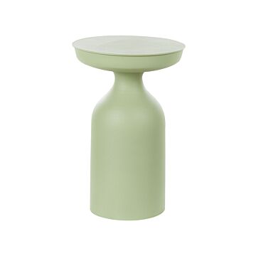 Side Table Light Green Iron 33 X 33 X 50 Cm Round Top Oval Shape Coffee End Console Living Room Bedroom Modern Beliani