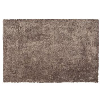 Shaggy Area Rug Light Brown Cotton Polyester Blend 160 X 230 Cm Fluffy Dense Pile Beliani