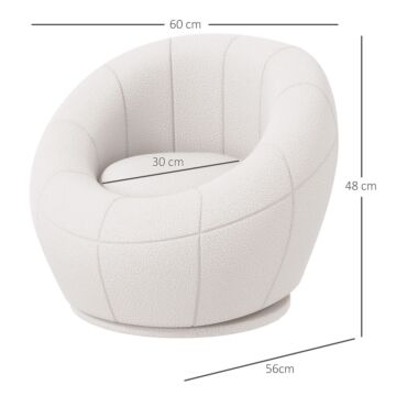 Homcom Modern Accent Chair, Swivel Upholstered Armchair For Living Room, White