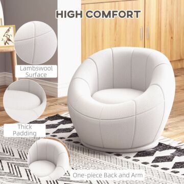 Homcom Modern Accent Chair, Swivel Upholstered Armchair For Living Room, White