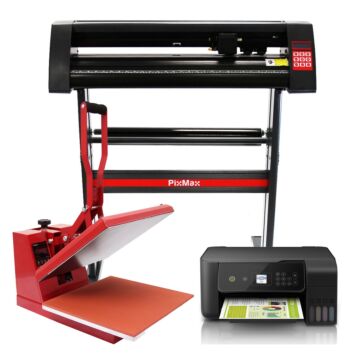 Pixmax 38cm Clam Heat Press, Vinyl Cutter, Printer