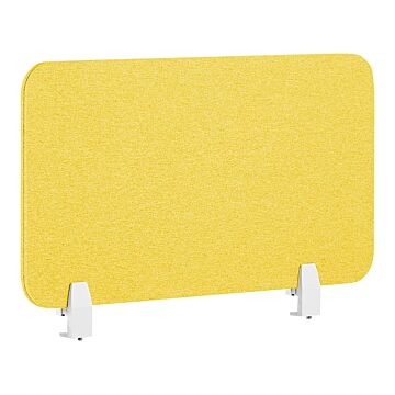 Desk Screen Yellow Pet Board Fabric Cover 80 X 40 Cm Acoustic Screen Modular Mounting Clamps Home Office Beliani