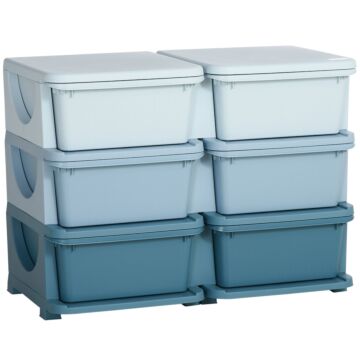 Homcom Kids Storage Unit, With Six Drawers - Blue