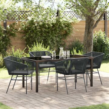 Vidaxl Set Of 3 Black Pe Rattan, Powder-coated Steel Medium