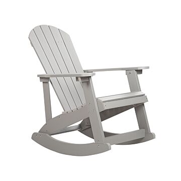 Garden Rocking Chair Light Grey Plastic Wood Slatted Design Traditional Style Outdoor Indoor Beliani