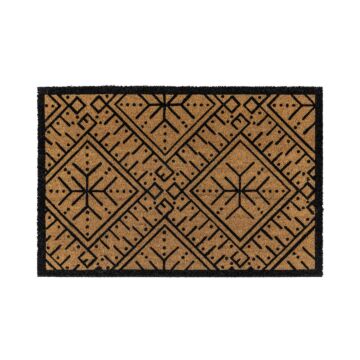 Ikat Black And Natural Coir Doormat 600x900mm