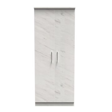 Devon Double Plain Wardrobe In Marble White