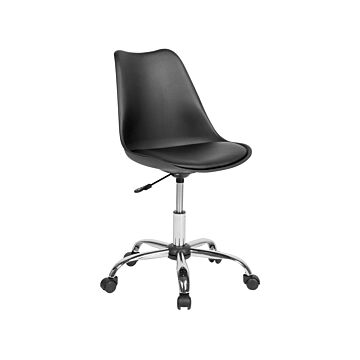 Desk Chair Black Faux Leather Height Adjustable Computer Office Beliani