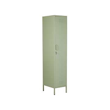 Storage Cabinet Green Metal Locker With 5 Shelves And Rail Modern Home Office Beliani