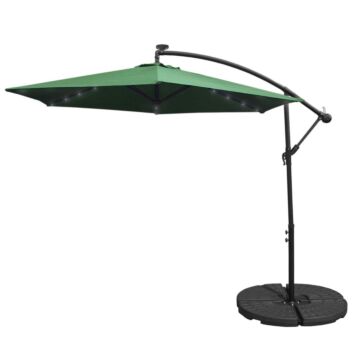 Green 3m Led Cantilever Parasol With Fan Base