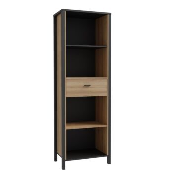 High Rock Shelf Unit In Matt Black/riviera Oak