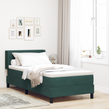 Vidaxl Box Spring Bed With Mattress Dark Green 90x190 Cm Velvet