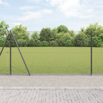 Vidaxl Welded Wire Fence With 13 Flanged Posts Grey 1.2x50 M Steel