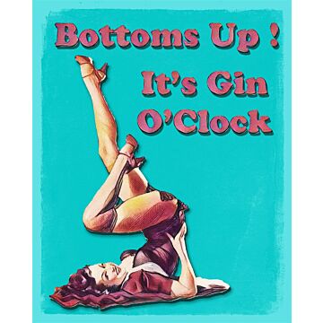 Vintage Metal Sign - Bottoms Up It's Gin O'clock