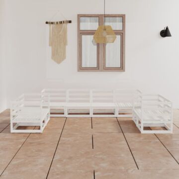 Vidaxl 8 Piece Garden Lounge Set White Solid Pinewood