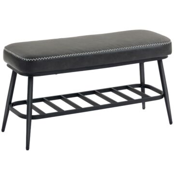 Homcom Pu Leather Shoe Storage Bench - Charcoal Grey