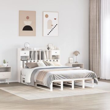 Vidaxl Bookcase Bed Without Mattress White 150x200 Cm King Size Solid Wood Pine