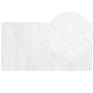 Faux Rabbit Fur Rug White Artificial Polyester Fur 80 X 150 Cm Soft Shaggy High Pile Trellis Pattern Rug Beliani