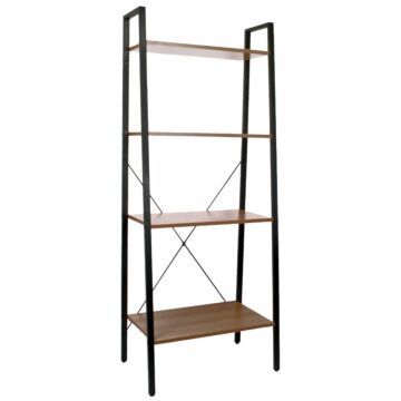 4 Tier Ladder Shelves - Walnut Finish