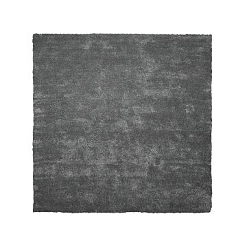Shaggy Area Rug Dark Grey 200 X 200 Cm Modern High-pile Machine-tufted Square Carpet Beliani