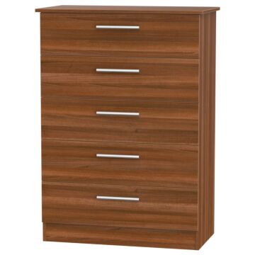 Contrast 5 Drawer Chest In Noche Walnut