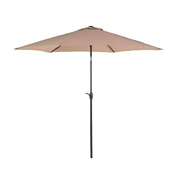 Garden Sun Parasol Sand Beige Fabric 270 Cm Market Umbrella Weather Resistant Beliani