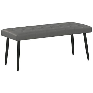 Bedroom Bench Grey Faux Leather Buttoned Upholstery Metal Legs Beliani