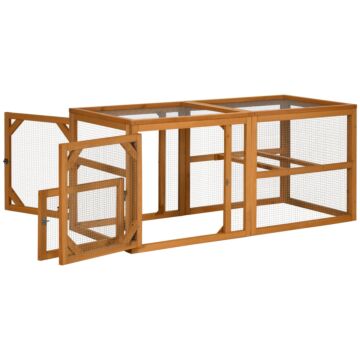 Pawhut Wooden Chicken Coop With Perches, Doors, Combinable Design, For 2-4 Chickens - Natural Wood Colour