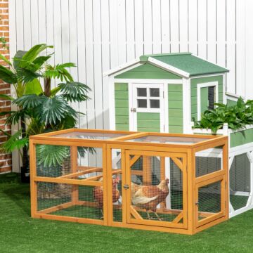 Pawhut Wooden Chicken Coop With Perches, Doors, Combinable Design, For 2-4 Chickens - Natural Wood Colour