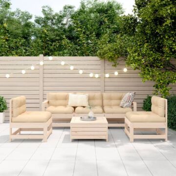 Vidaxl 6 Piece Garden Sofa Set Solid Wood Pine