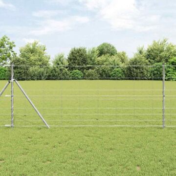 Vidaxl Field Fence 1x100 M Galvanised Steel, Vidaxl Fence Posts 13 Pcs Ø32 Mm 150 Cm Galvanised Steel