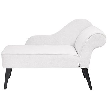 Chaise Lounge White Polyester Fabric Upholstery Black Wood Legs Right Hand Retro Design Beliani
