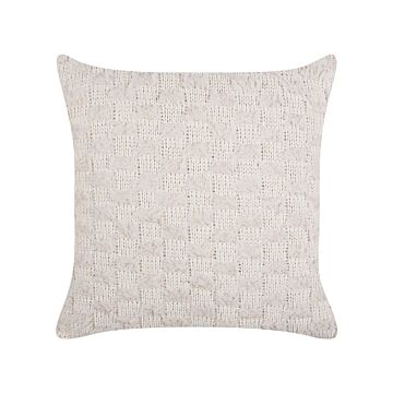 Scatter Cushion Beige Fabric 45 X 45 Cm Solid Pattern Knitted Cover Style Textile Beliani