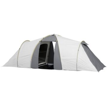 Outsunny 4-6 Man Tunnel Tent Camping Tent With 2 Bedroom, Vestibule, Bag, 2000mm Waterproof, Uv50+ For Fishing, Hiking, Festival