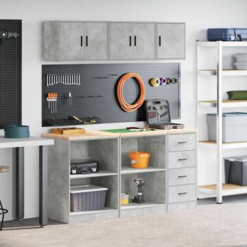 Vidaxl Garage Cabinets 6 Pcs Concrete Grey Engineered Wood