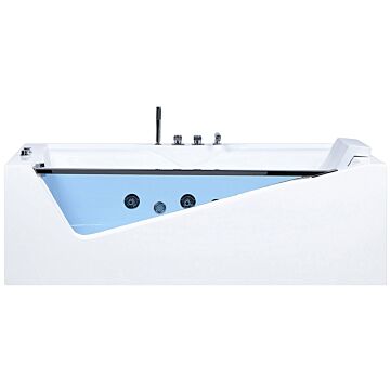 Whirlpool Bath White Sanitary Acrylic Glass Front Led Illuminated Massage Rectangular 157 X 70 Cm Modern Design Beliani