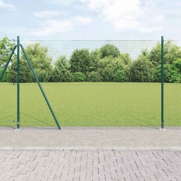 Vidaxl Welded Wire Fence With 13 Flanged Posts Green 1.4x50 M Steel