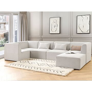 Modular Right Corner 5 Seater Sofa Off White Corduroy With Ottoman 5 Seater Sectional Sofa Modern Design Beliani