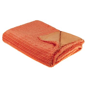 Blanket Orange Polyester 150 X 200 Cm Furry Soft Pile Bed Throw Cover Home Accessory Beliani
