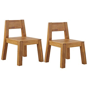 Set Of 2 Garden Chairs Solid Acacia Wood Indoor Outdoor Rustic Design Beliani