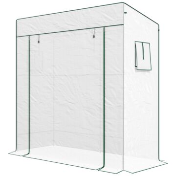 Outsunny Pe Cover Walk-in Outdoor Greenhouse, White