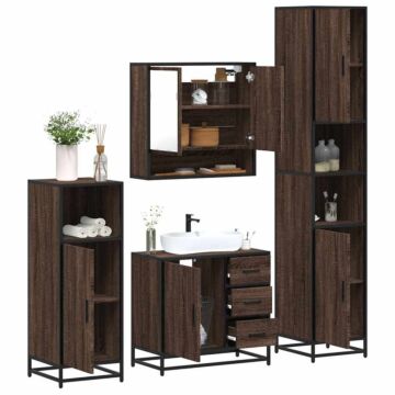 Vidaxl 4 Piece Bathroom Furniture Set Brown Oak Engineered Wood