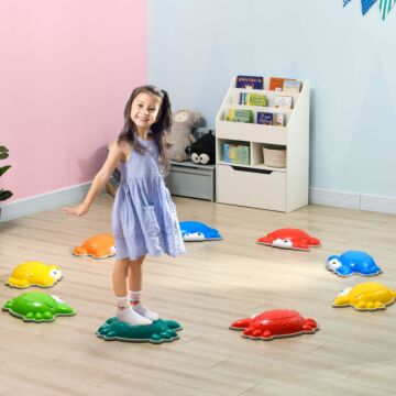 Zonekiz 9pcs Kids Stepping Stones With Tpe Anti-slip Edge, Crab-shaped Balance River Stones, Obstacle Courses, Stackable