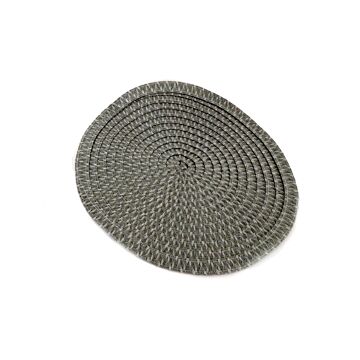 Set Of Four Round Silver Woven Placemats