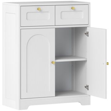 Homcom Bathroom Floor Cabinet With 2 Drawers - White