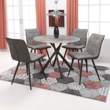 Avesta Grey & 4 Rodeo Light Grey Dining Set